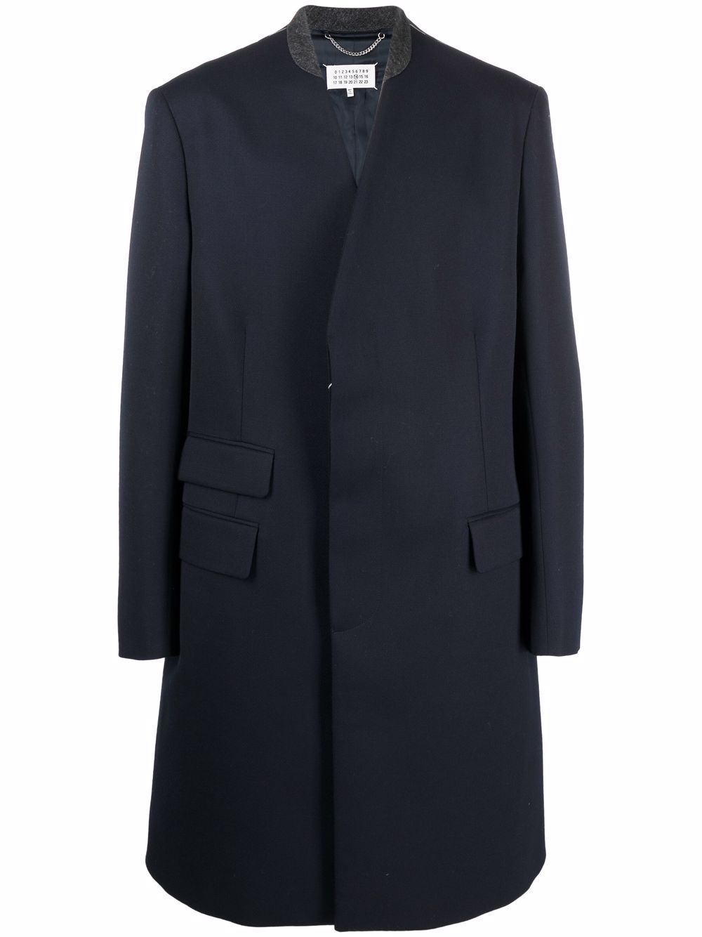 collarless mid-length coat - 1