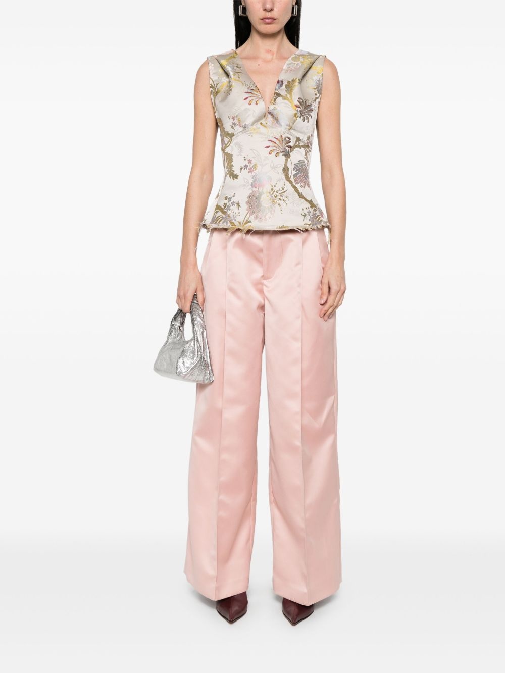 duchesse-satin wide-leg trousers - 2