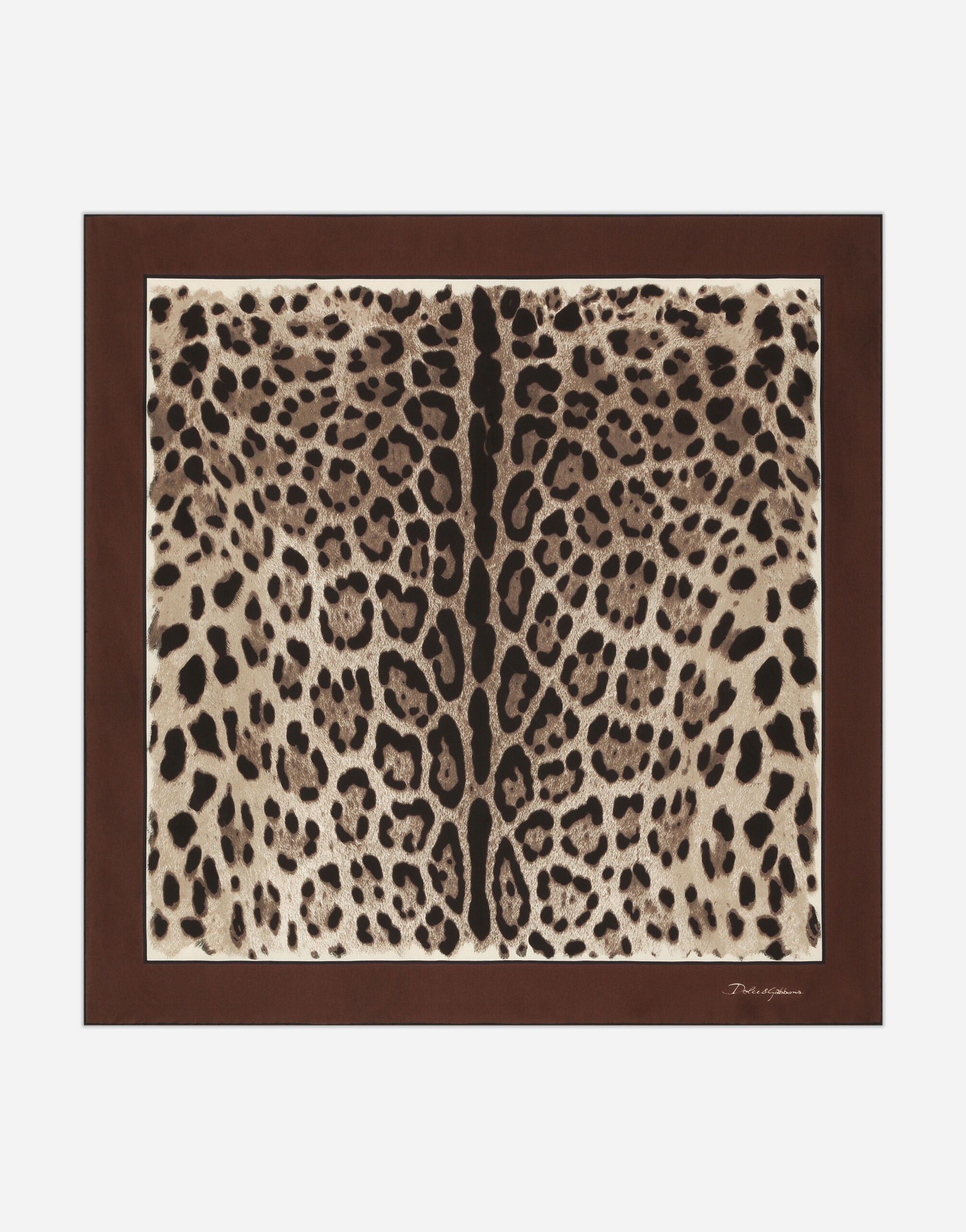 Leopard-print twill scarf (70x70) - 1