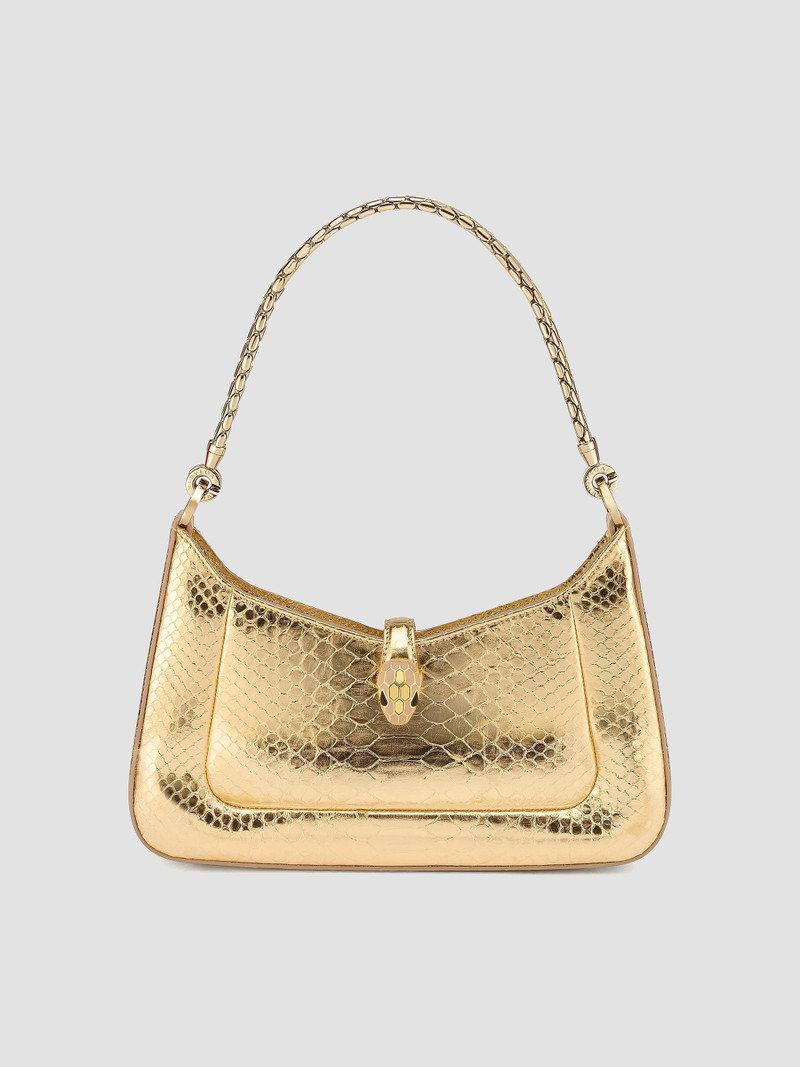 Women's Serpenti Metallic Python Shoulder Bag - Gold 1