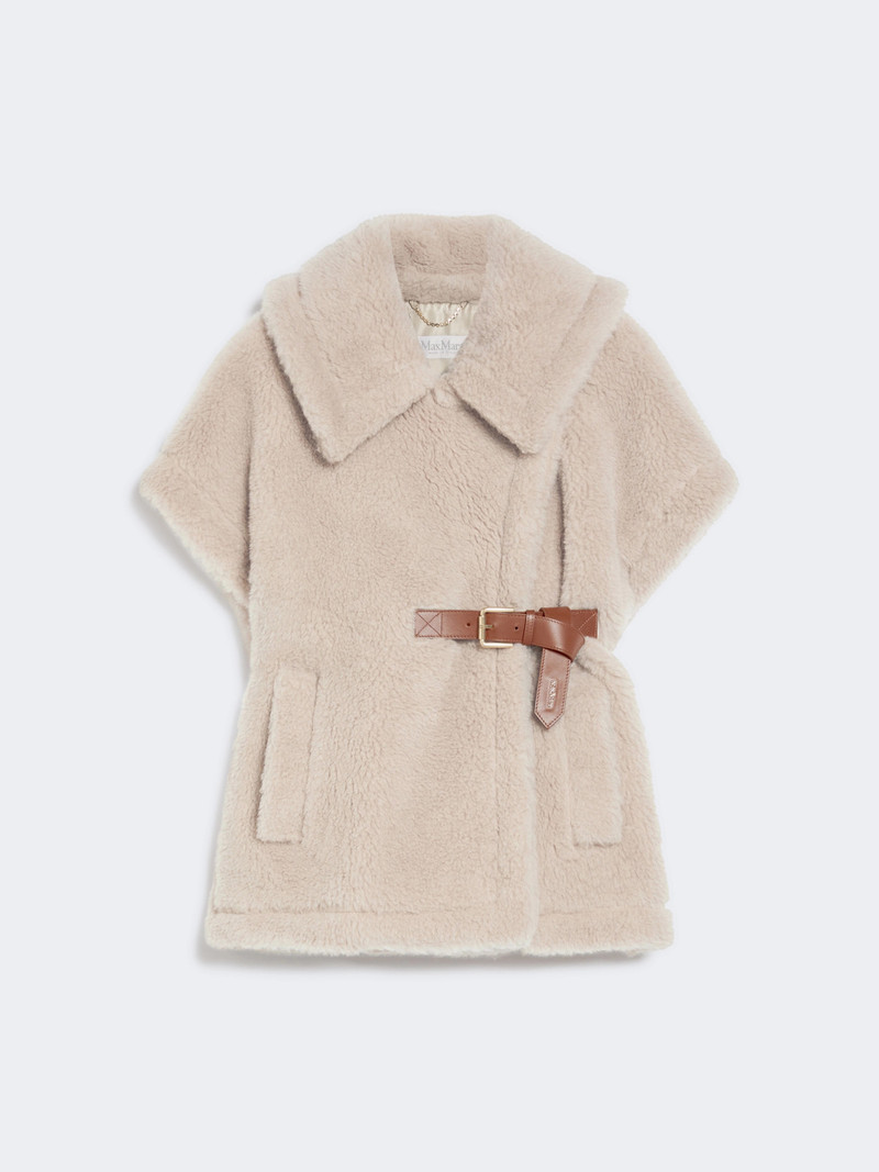 NEWABAVO1 Cape in alpaca and wool Teddy fabric - BEIGE 1