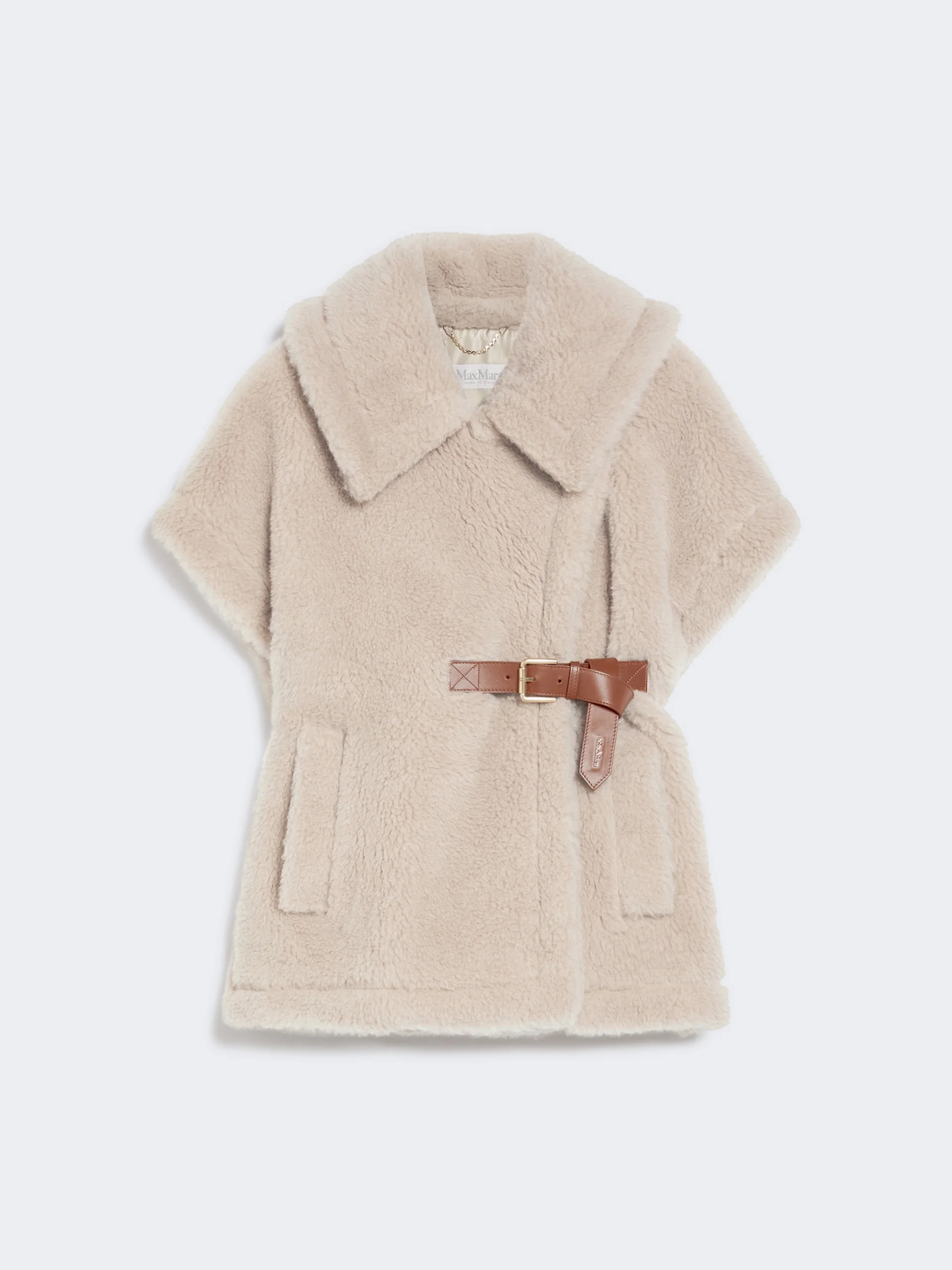 NEWABAVO1 Cape in alpaca and wool Teddy fabric - BEIGE - 1