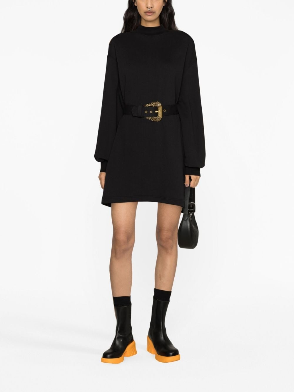 belted long-sleeve minidress - 2