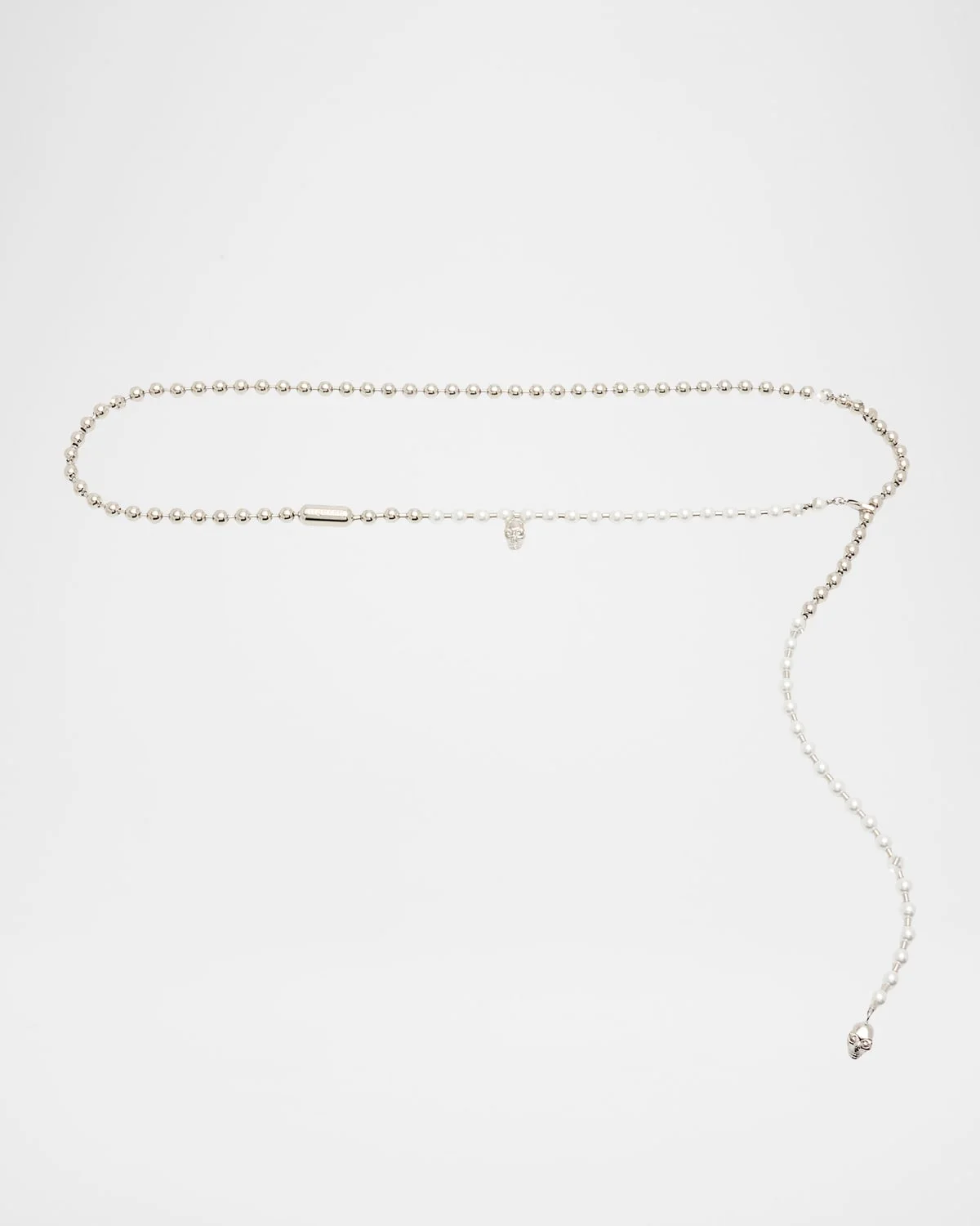 Skull Faux Pearl Chain Belt - 1