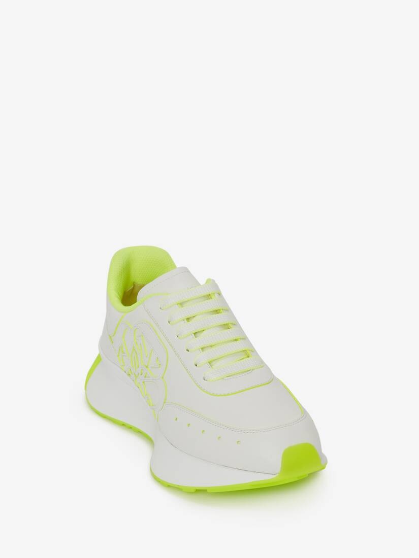 Women's Sprint Runner in White/acid Yellow - 2