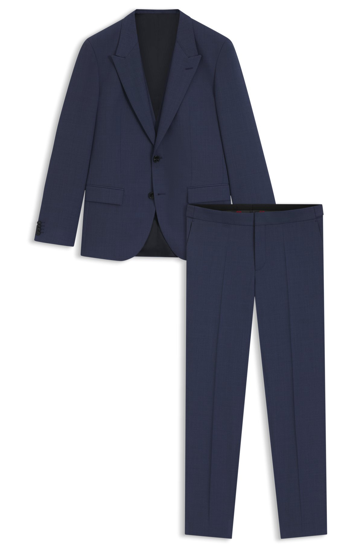 SLIM-FIT THREE-PIECE SUIT WITH SHARKSKIN WEAVE - 8
