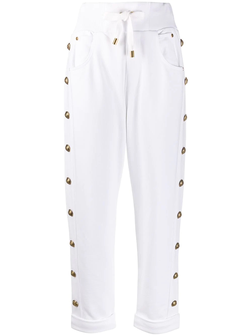 embossed-buttons drawstring trousers - 1