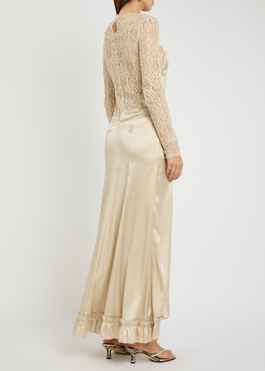 Isabel Marant Dolores Lace-embellished Stretch-satin Gown - 3