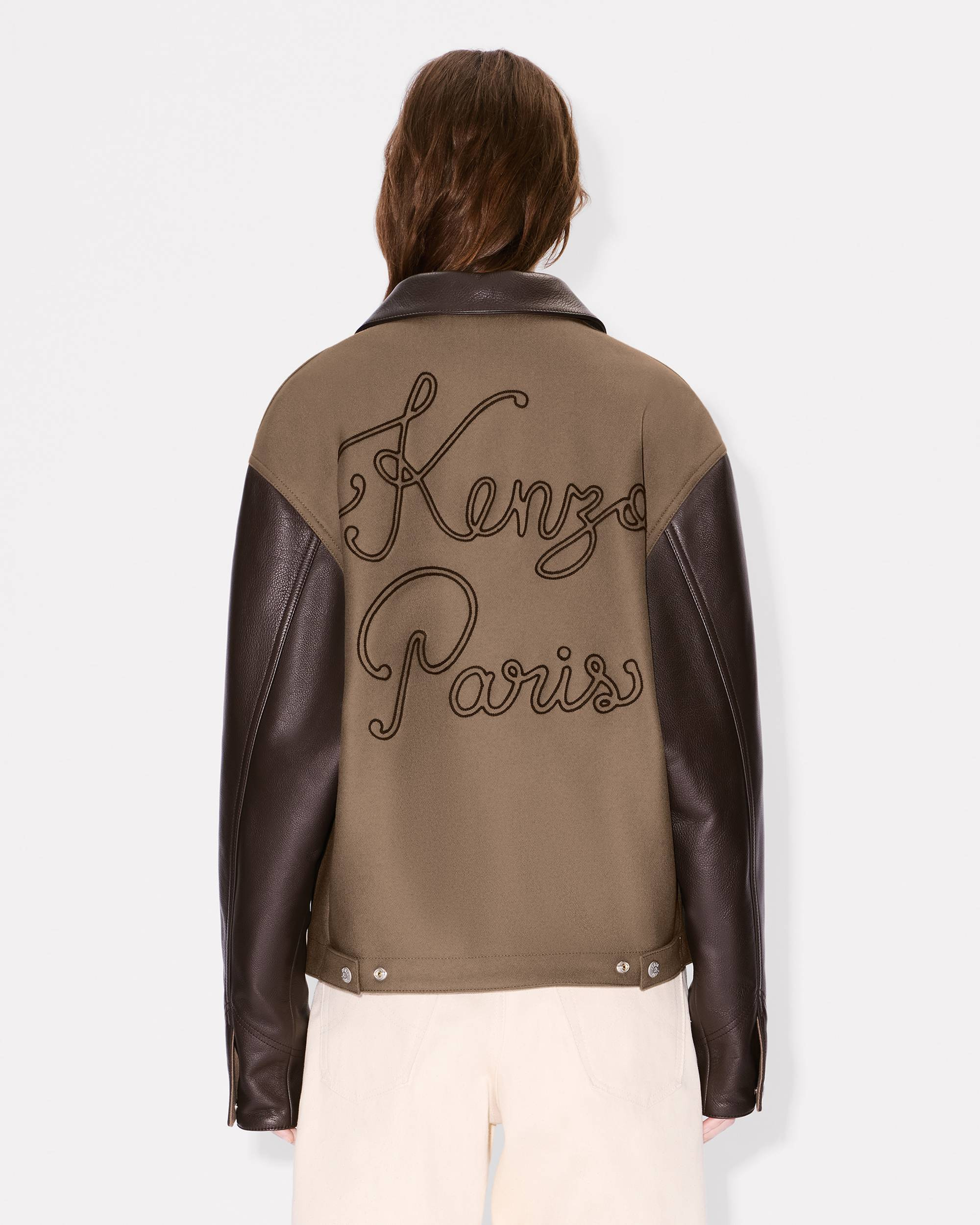 'KENZO Paris Chainstitch' genderless blouson in wool and leather - 5