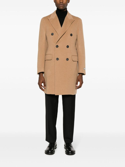 Canali logo-patch double-breasted coat outlook