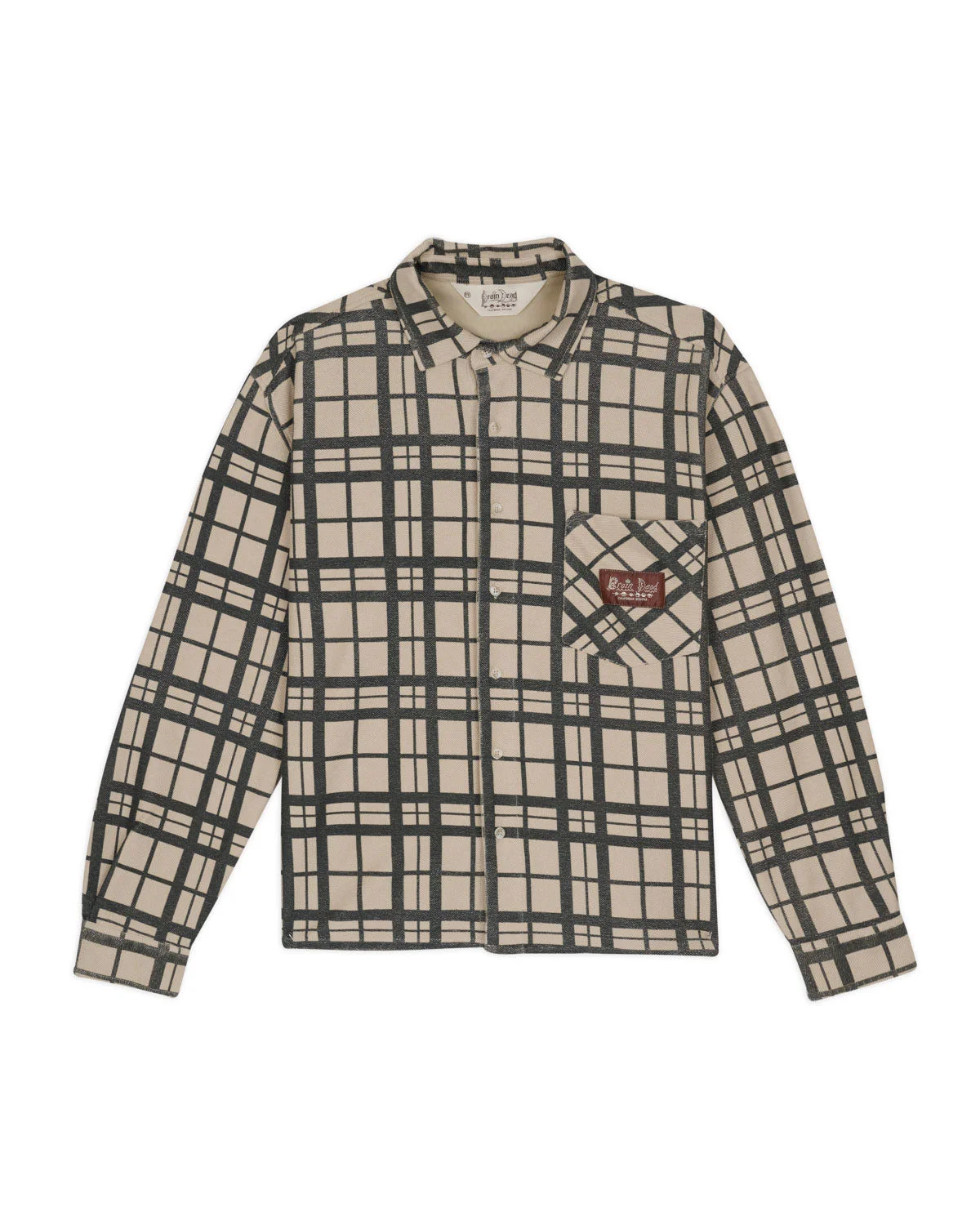 Plaid French Terry Button Up - Sand - 1