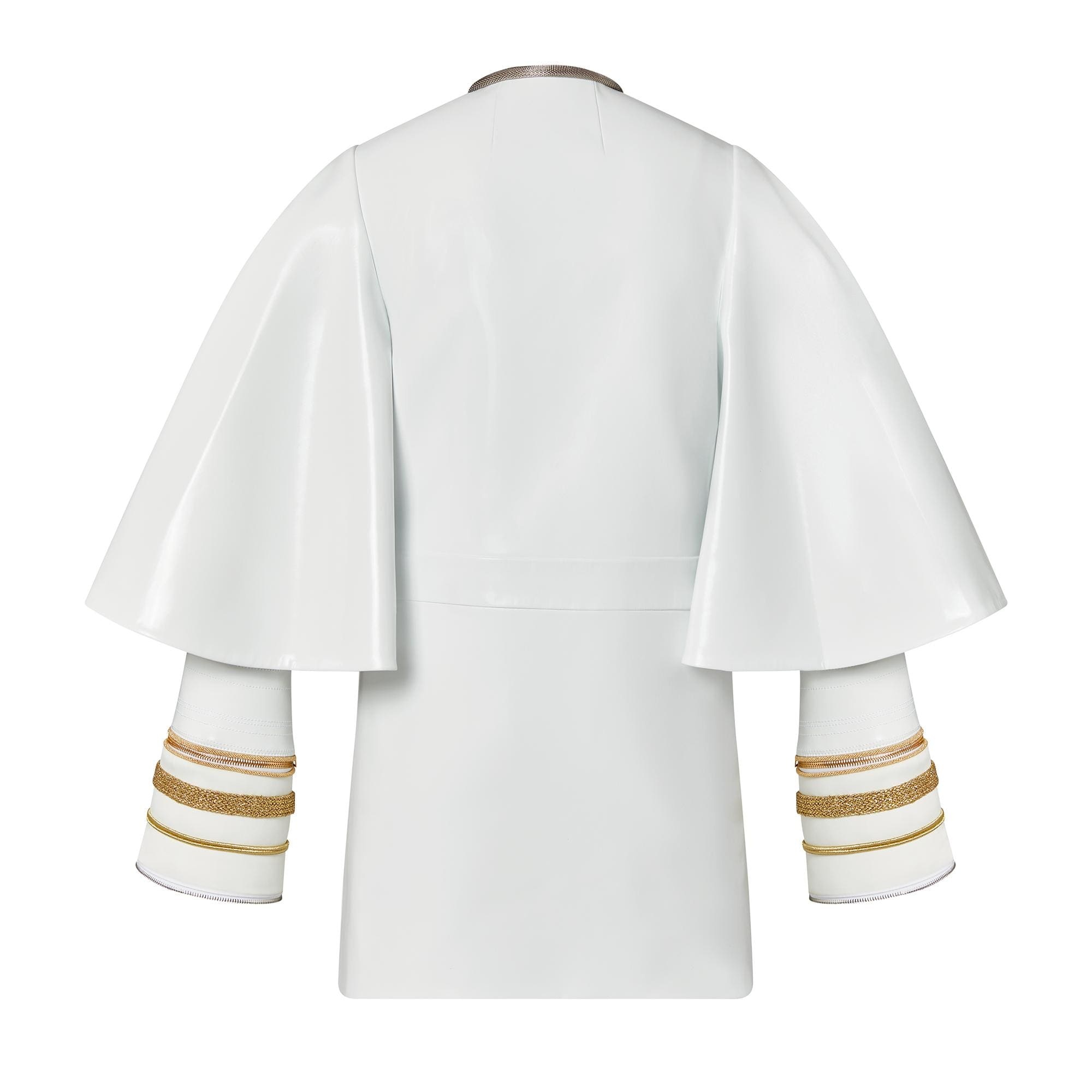 Metallic Accent Cape-Sleeve Coat - 3