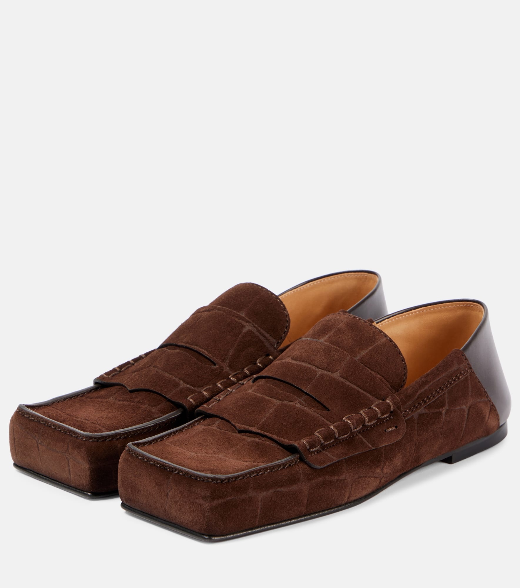 Carré leather penny loafers - 4