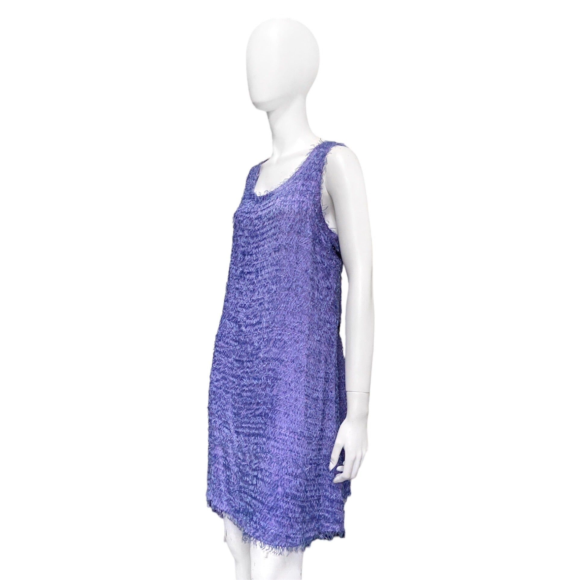 Ann Demeulemeester fall 2008 purple fur like fringe silk dress 36 - 6