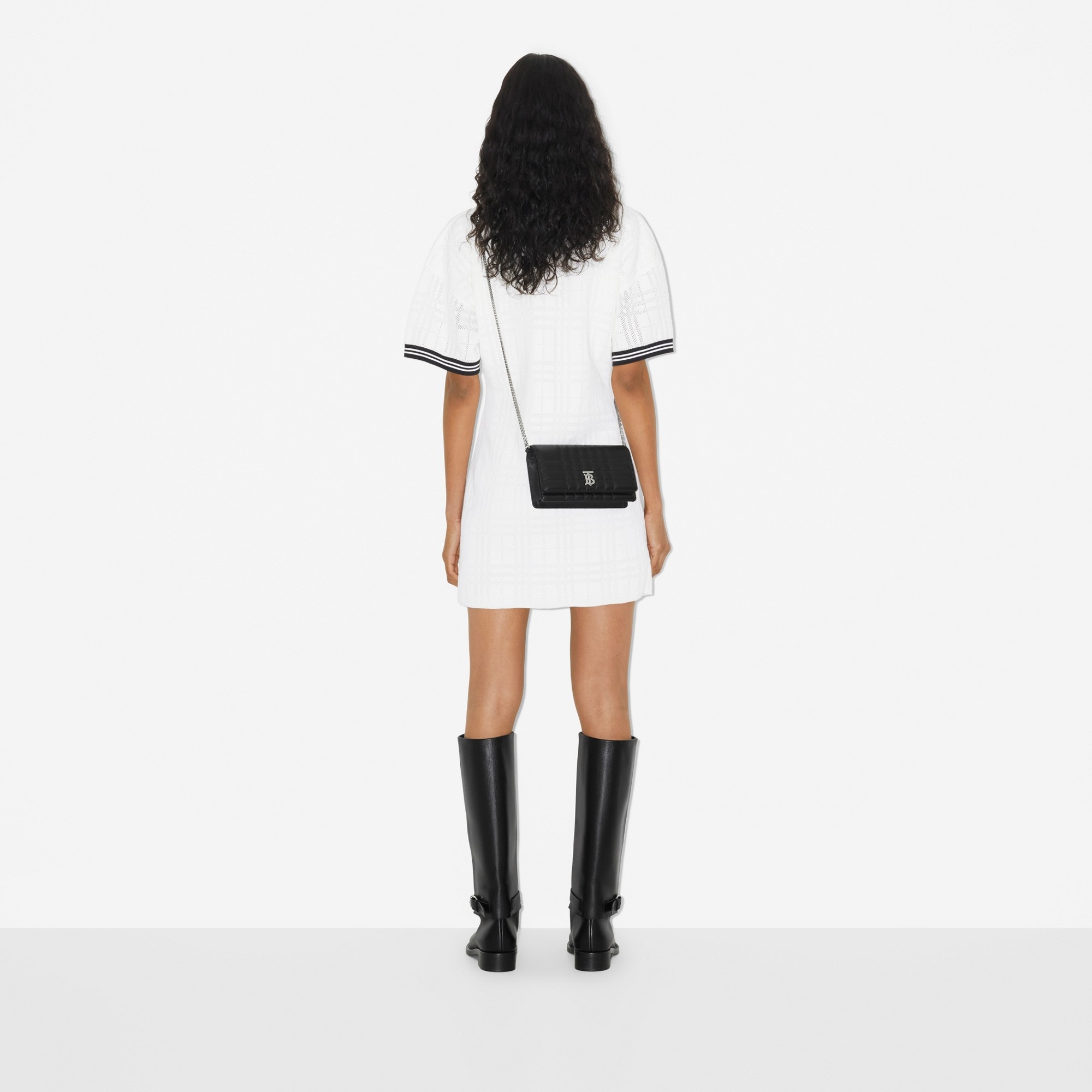 Check Technical Cotton Polo Shirt Dress - 4