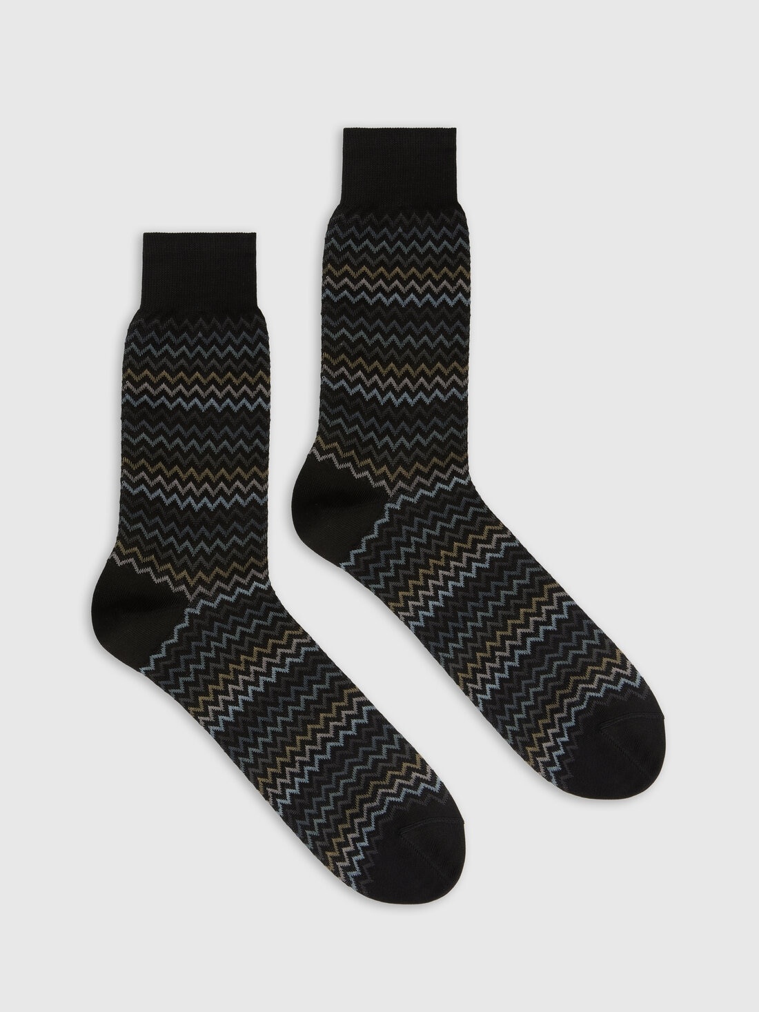 Short socks in pure cotton with zig-zag pattern. - 1