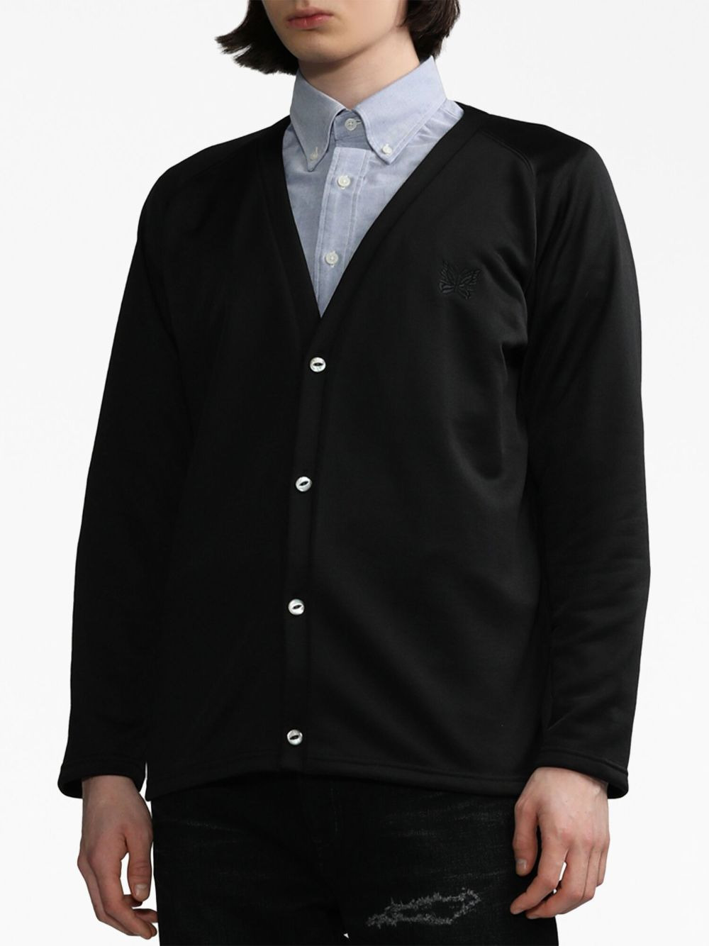 logo-embroidered buttoned cardigan - 3