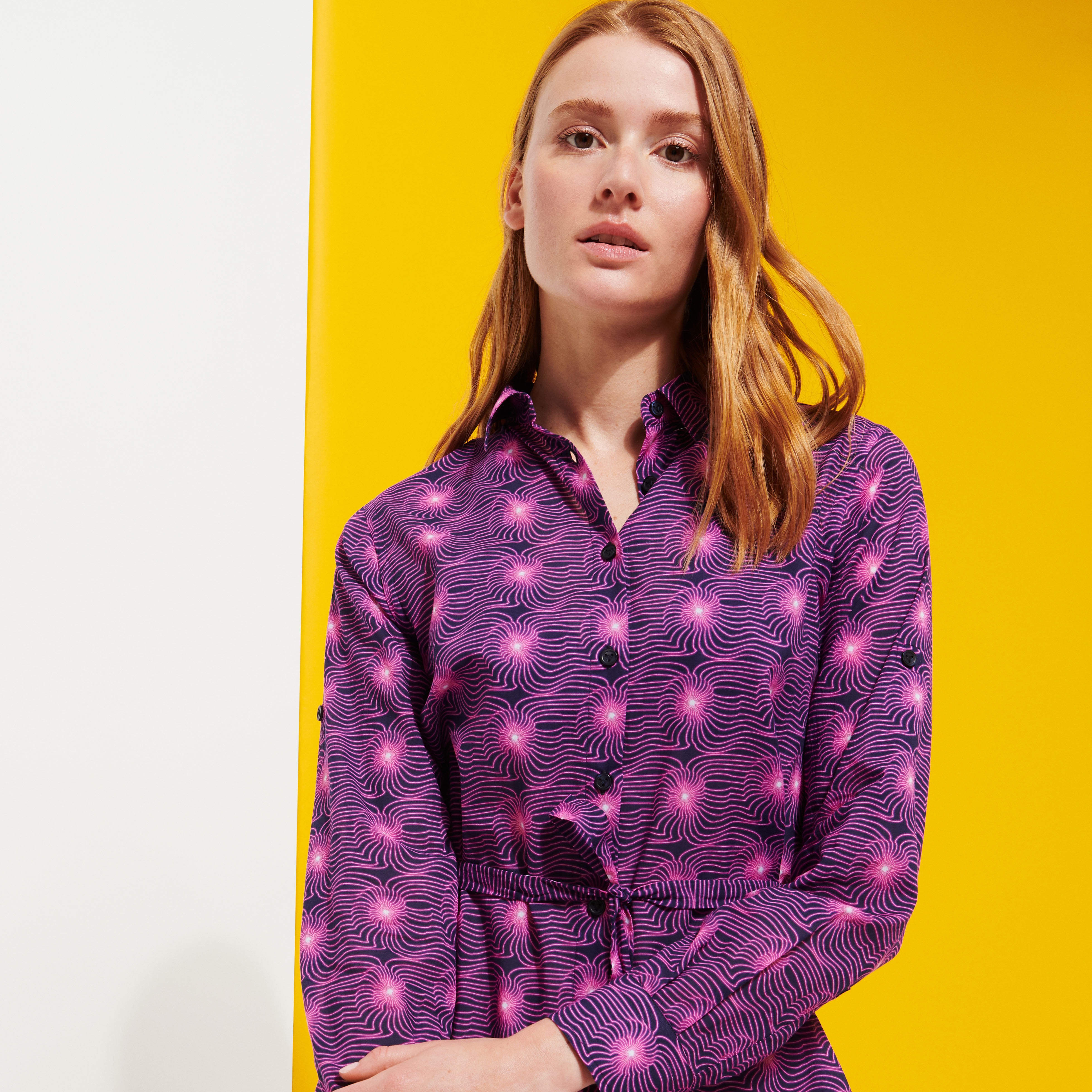 Women Cotton Shirt Dress Hypno Shell - 5