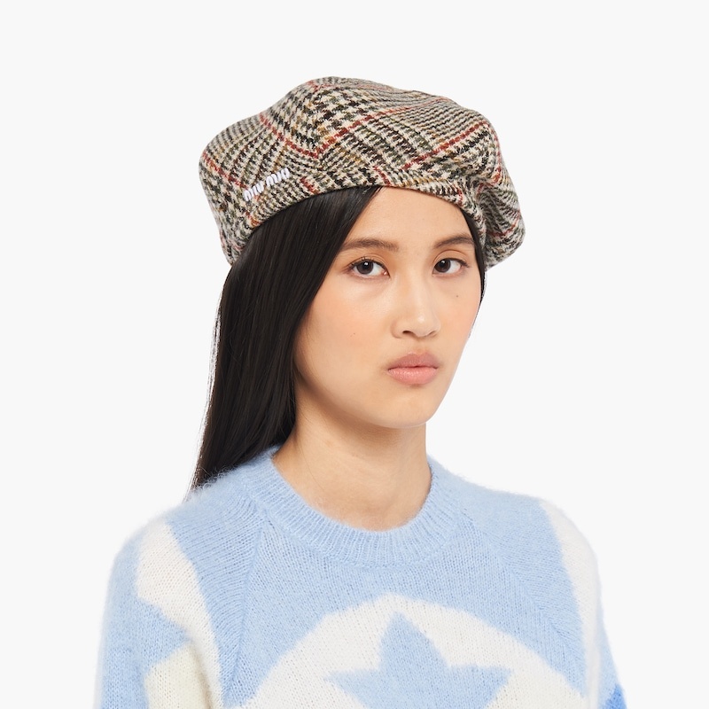 Plaid Shetland wool beret - 5