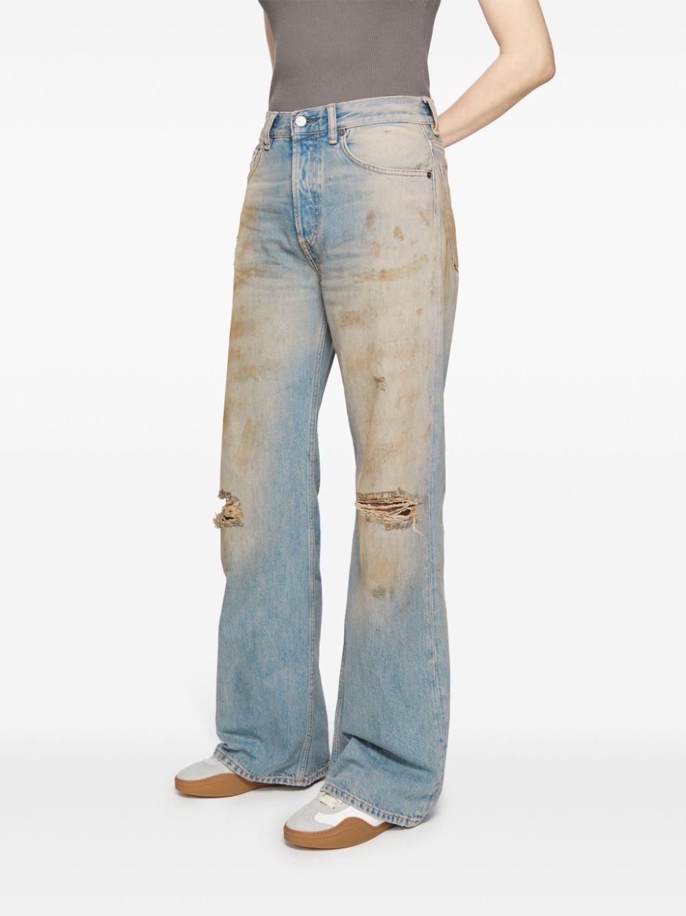 ripped-detailing wide-leg jeans - 4