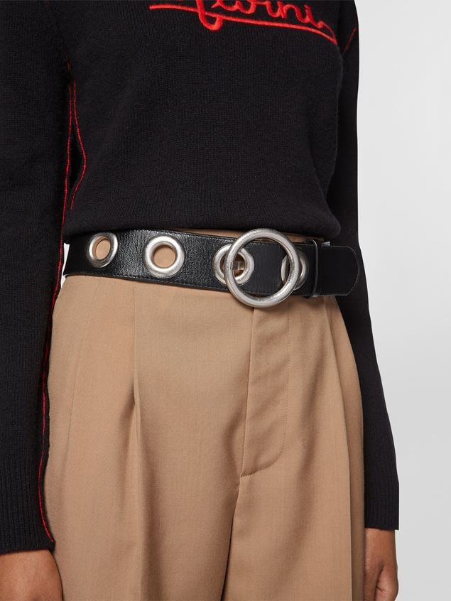 CALFSKIN BELT WITH METAL EYELETS - 2