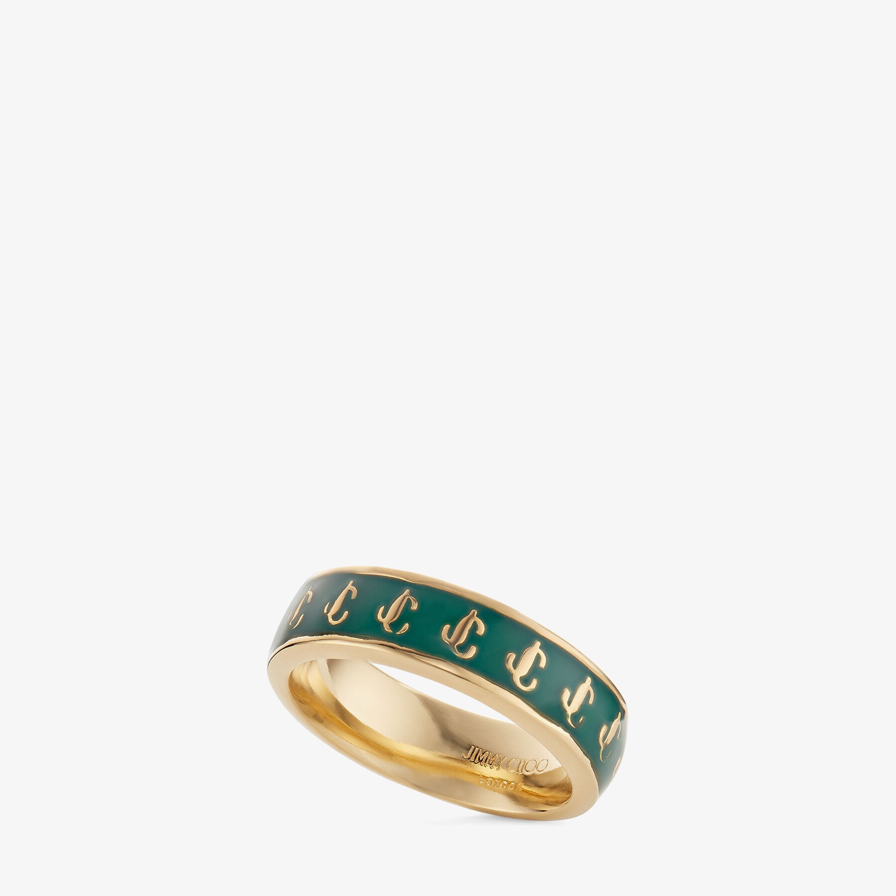JC Enamel Ring
Gold-Finish Metal and Emerald Enamel JC Ring - 4