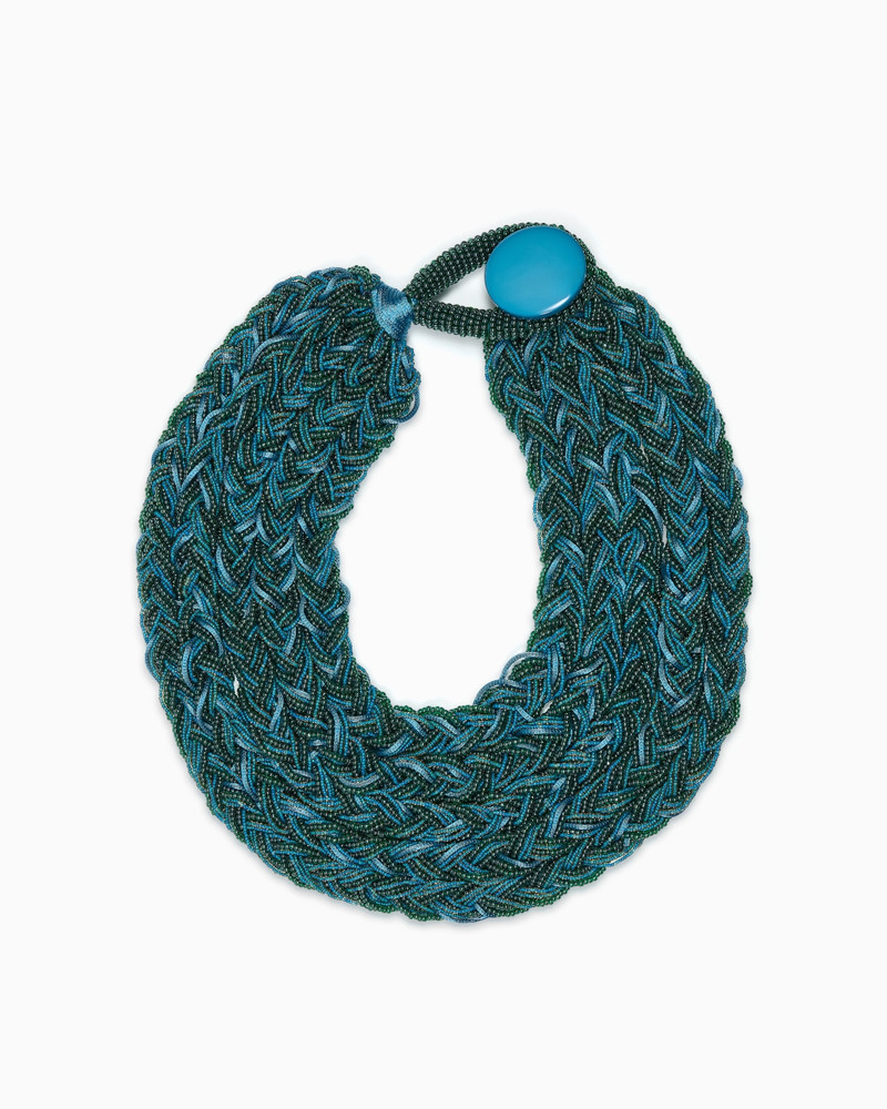 BRAIDED MULTISTRAND NECKLACE WITH BEADS 1