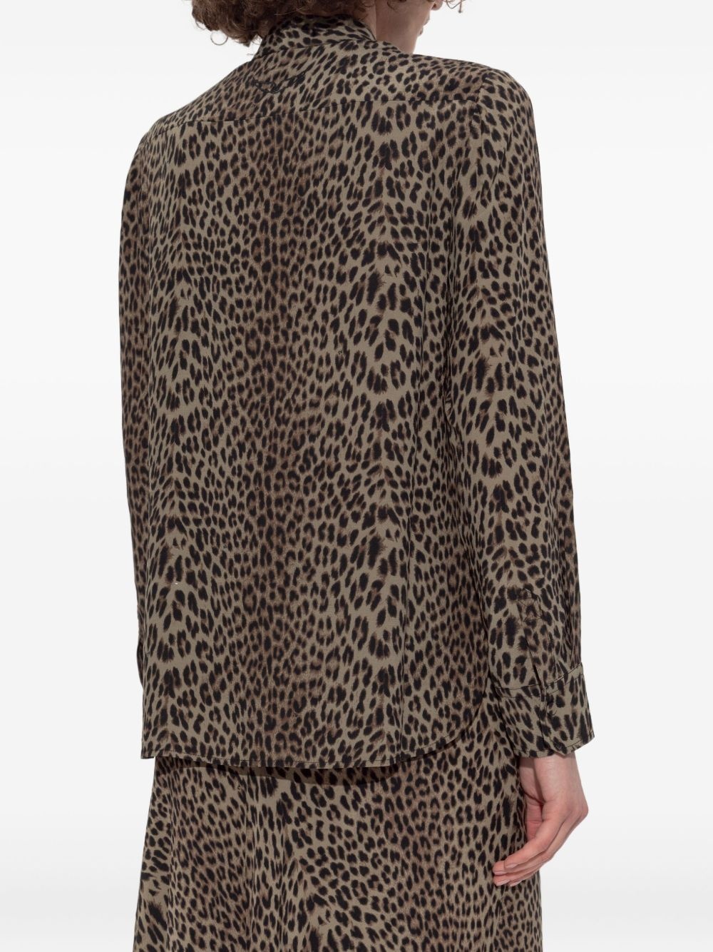 leopard-print tie-neck blouse - 4