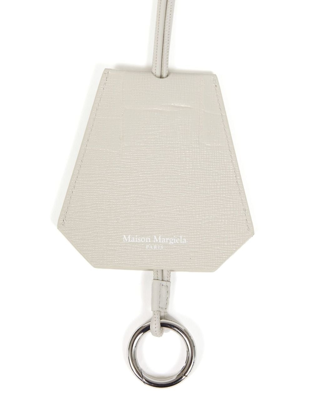 logo-stamp grained leather key ring - 3