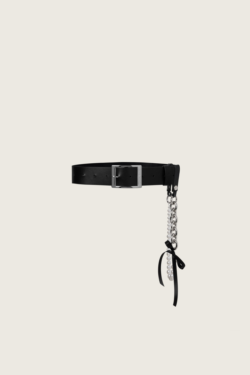 Pearl Chain Leather Belt 1