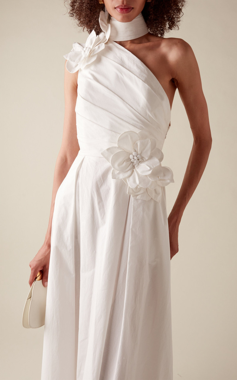 Floral-Appliquéd Cotton Poplin Maxi Dress off-white 3