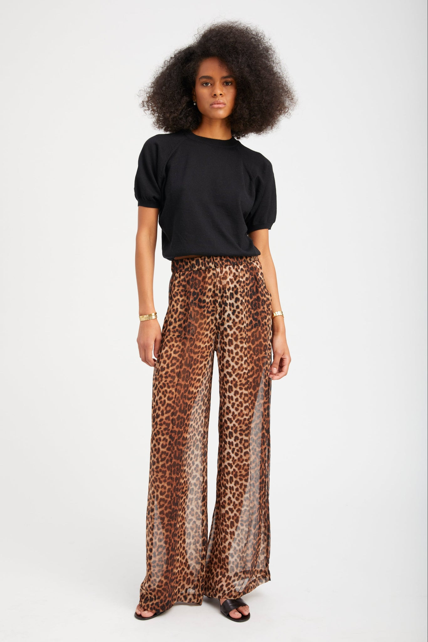 JAGUAR SILK WIDE LEG PINTUCK TROUSERS - 3
