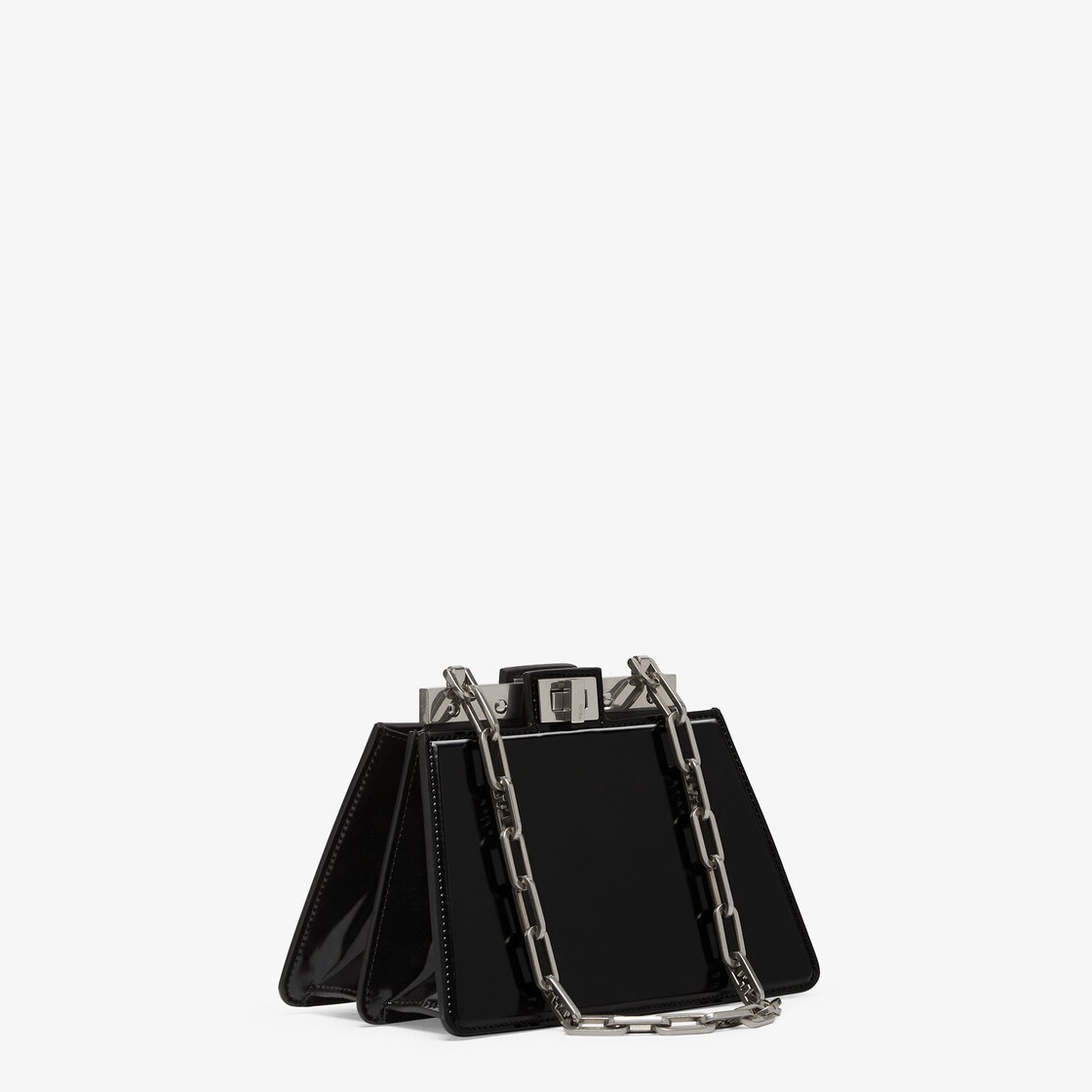 Compact Peekaboo Cut bag made of black leather. A new evolution of the Peekaboo ISeeU, it has a stri - 2