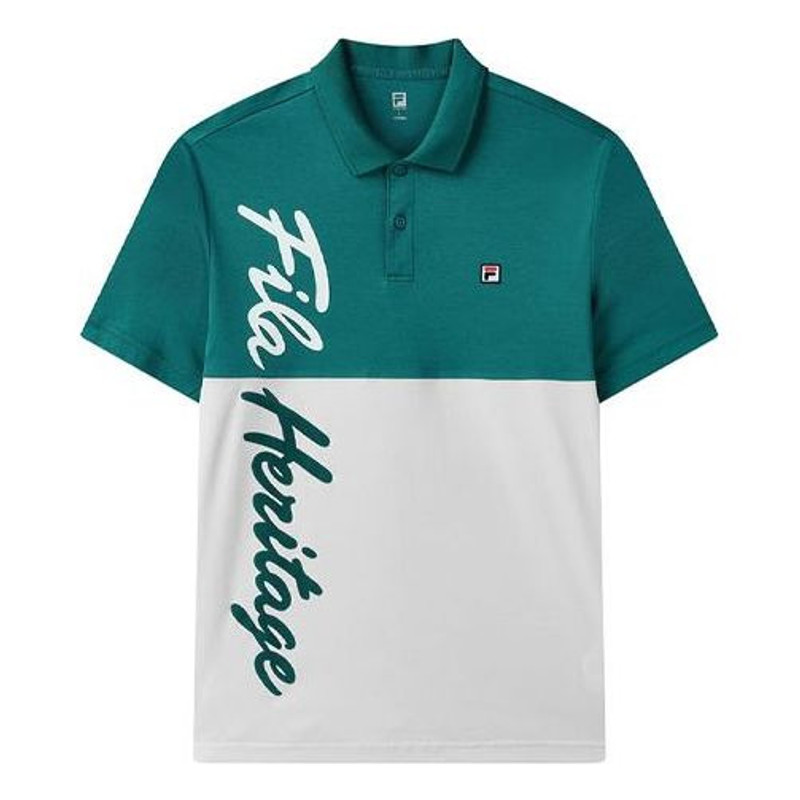 FILA Contrasting Colors Alphabet Printing Tennis Short Sleeve Polo Shirt Green A11M123153F-GN 1