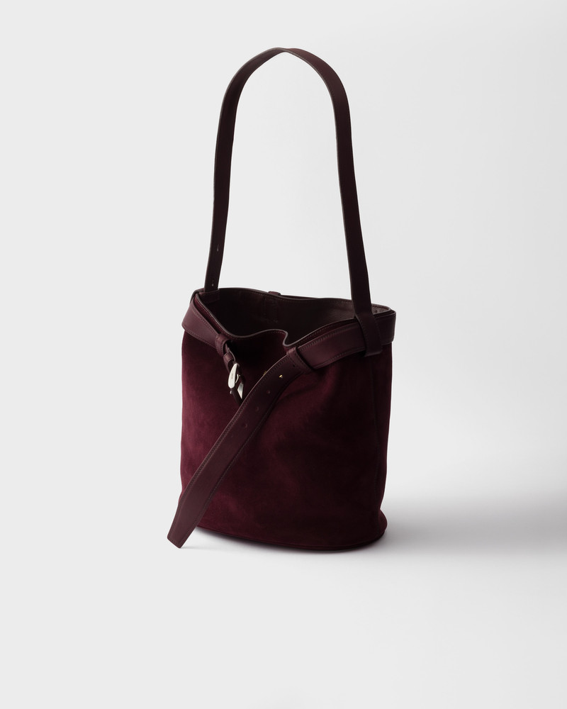 Prada Buckle belted suede bucket bag 3