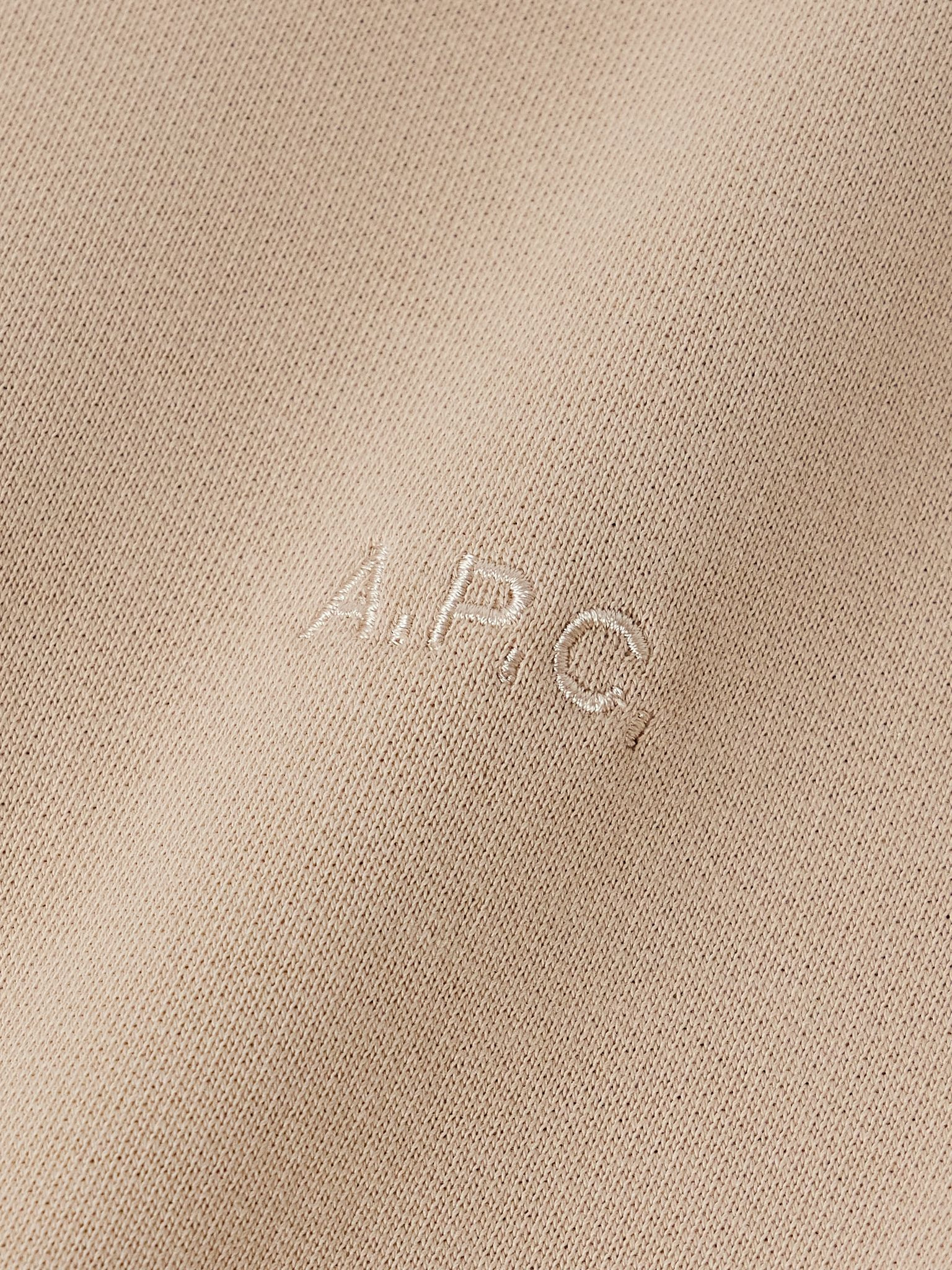 Brodé Logo-Embroidered Cotton-Jersey Sweatshirt Beige - 4