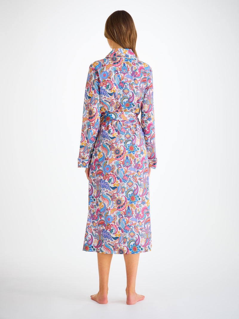 Women's Robe Cotton Batiste Multi Jungle Paisley Print - 4
