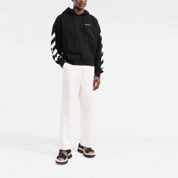 Off-White SS22 sleeve White Stripe Pullover Ordinary Version Black OMBB037C99FLE0011001 - 3