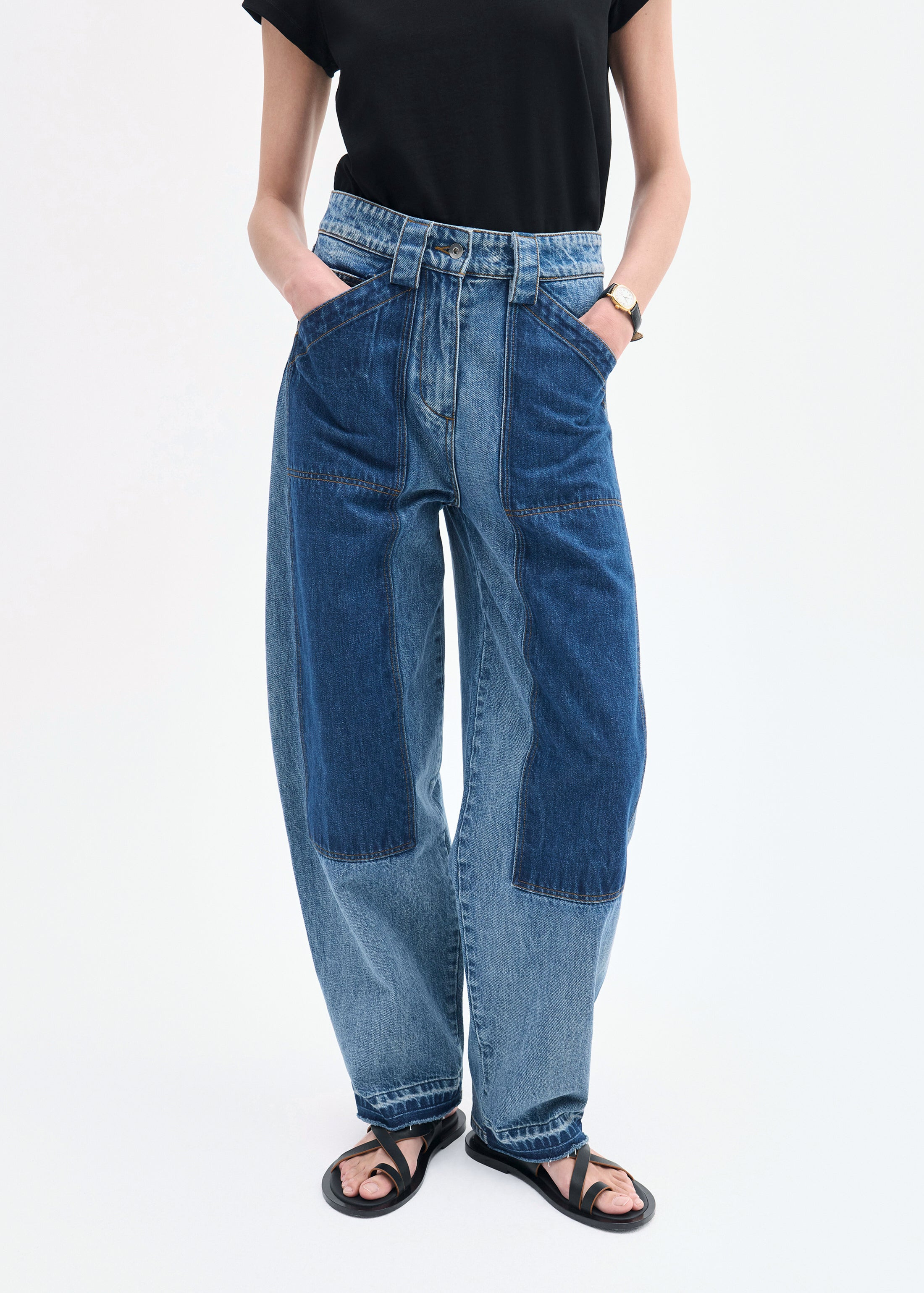 Patchwork Pant in Denim - 3
