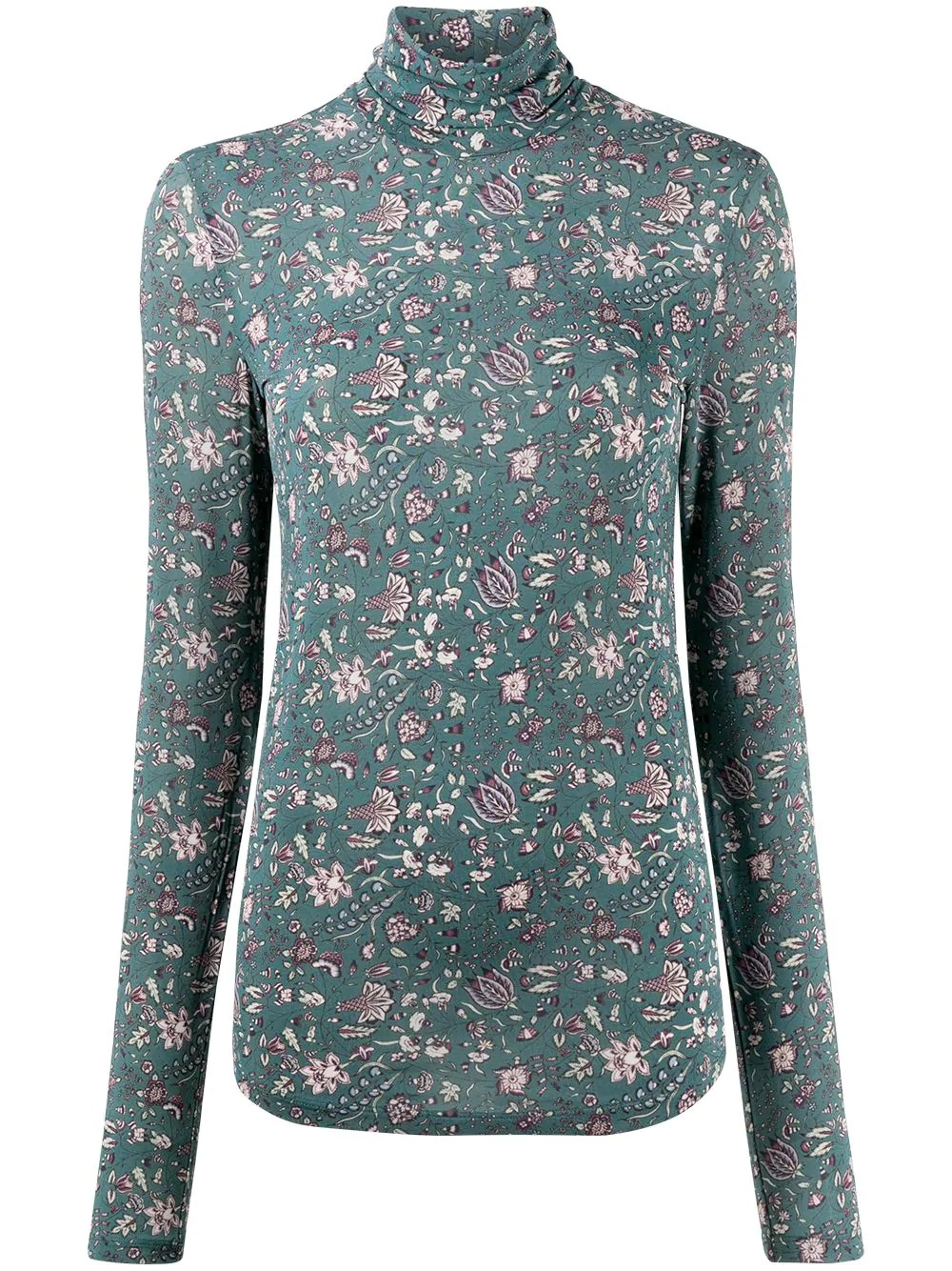 floral print roll-neck top - 1