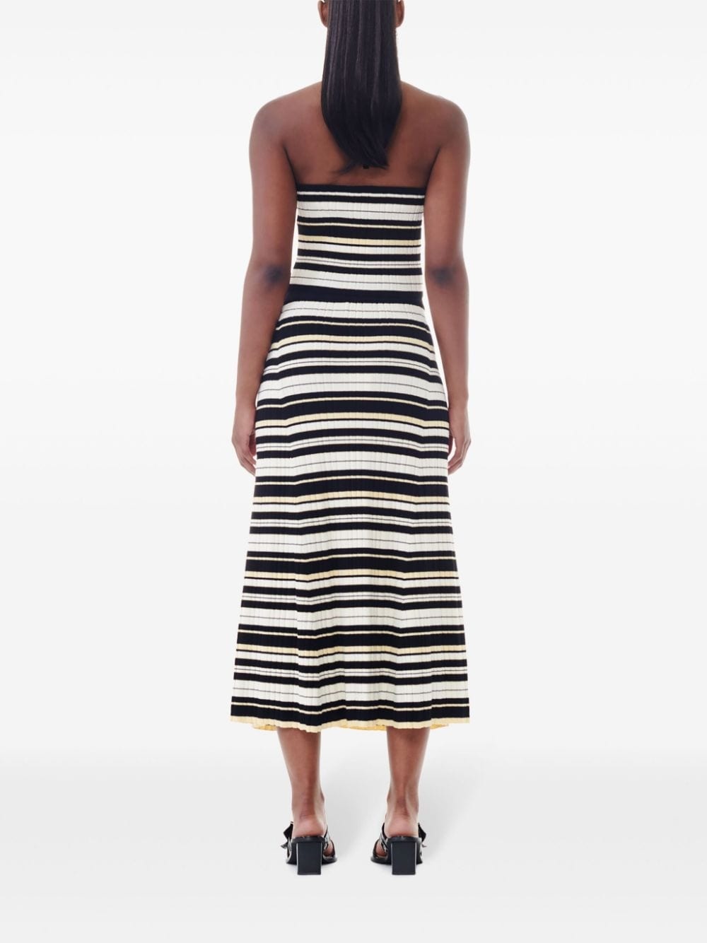 striped ribbed-knit midi skirt - 4