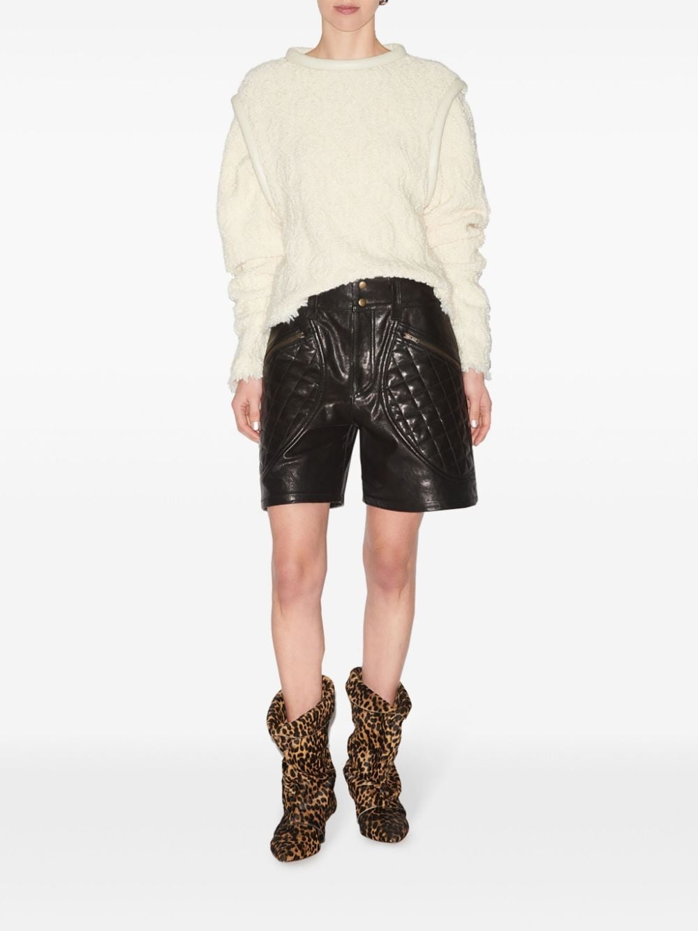 quilted leather shorts - 2
