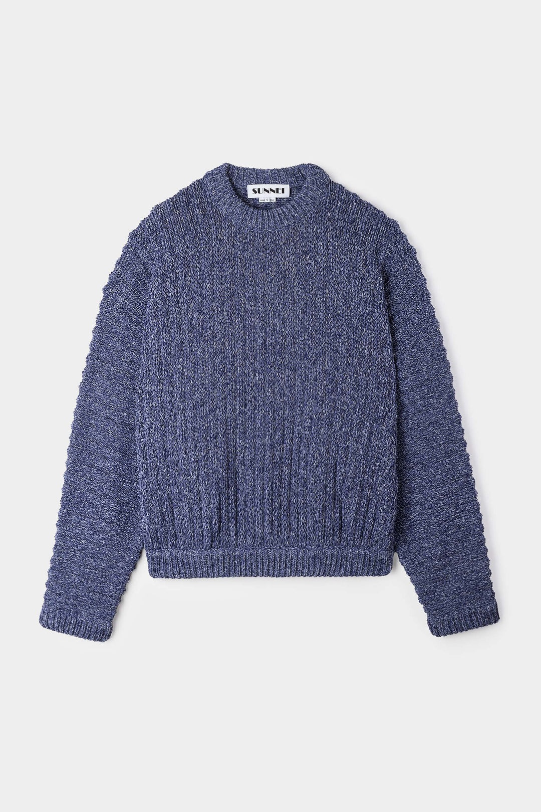ROUND NECK SWEATER / blue & white melange - 2