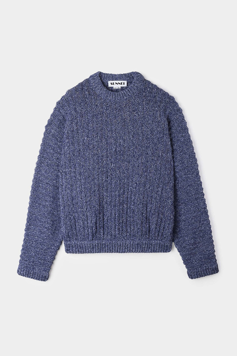 SUNNEI ROUND NECK SWEATER / blue & white melange outlook