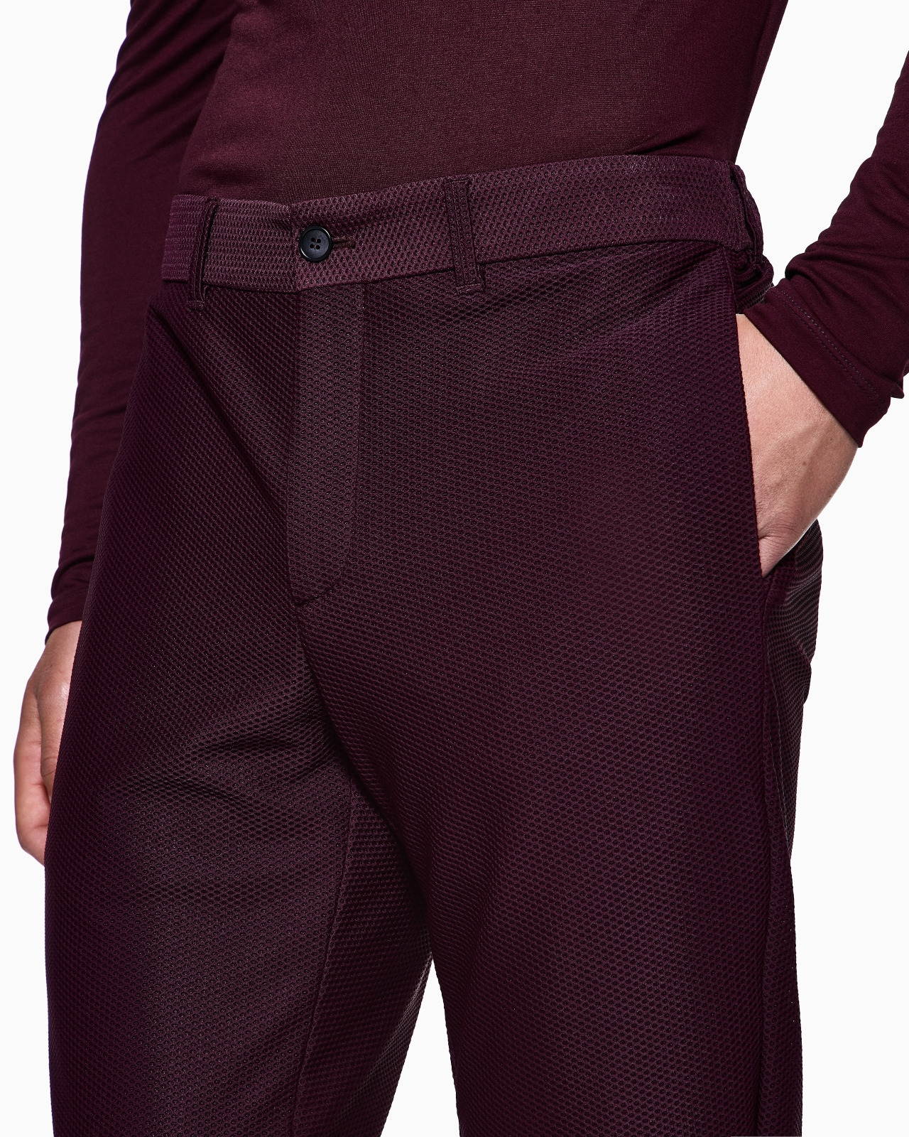 TECHNICAL WAFFLE FLAT-FRONT TROUSERS - 5