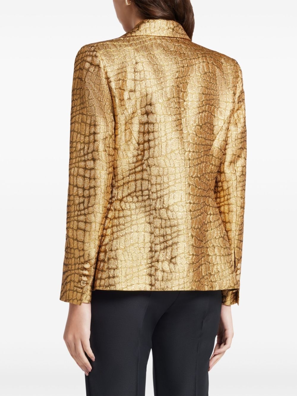 snakeskin-effect woven blazer - 4