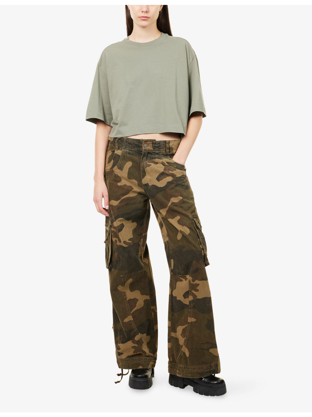 Addison Cropped Cotton-Jersey T-Shirt - 2