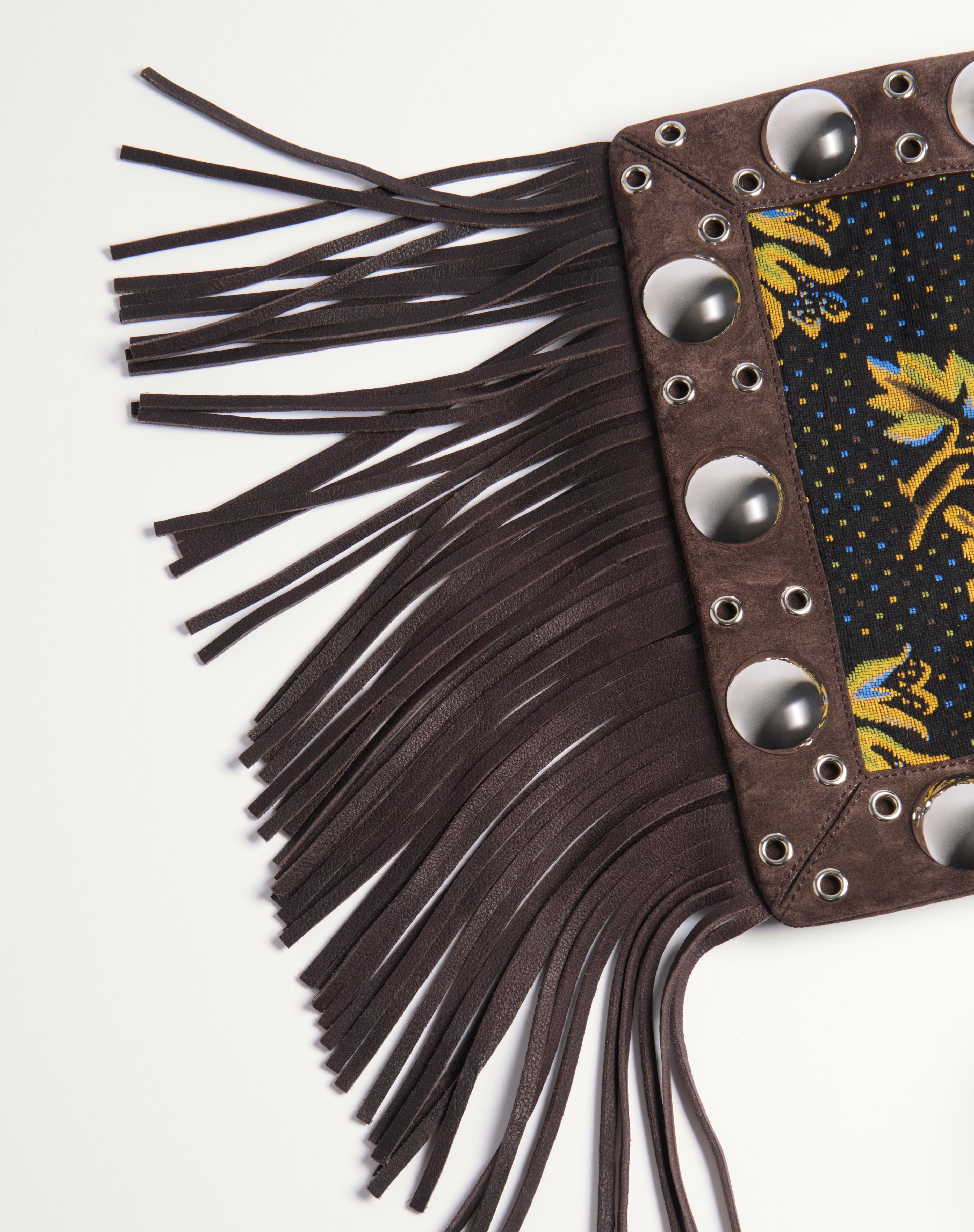 VALENTINO GARAVANI NELLCÔTE SHOULDER BAG IN JACQUARD FABRIC WITH FRINGES - 6