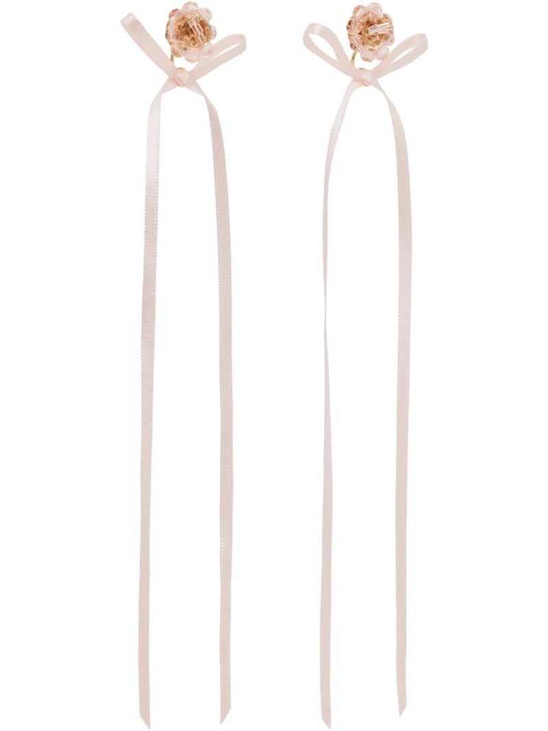 Simone Rocha Pink Bow Ribbon Stud Earrings outlook