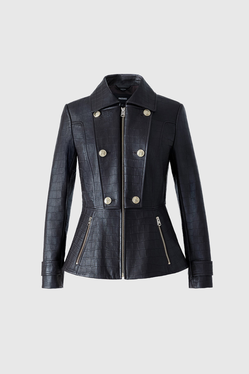 MACKAGE BARBARA-NV Croc Embossed Leather Jacket outlook